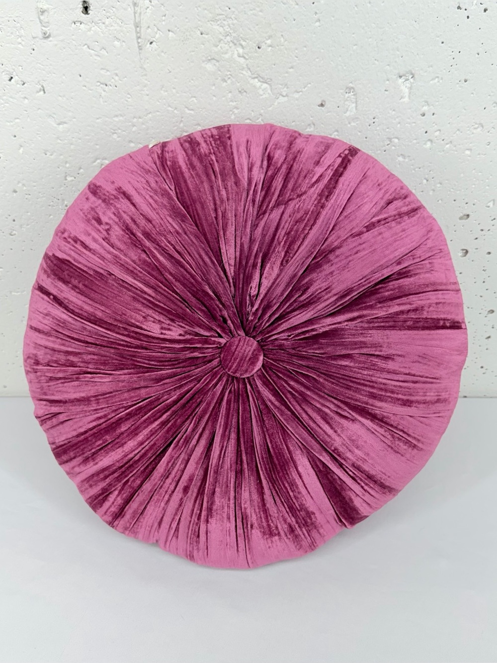 Anthropologie Cecily Velvet Round 16” Raspberry Pillow